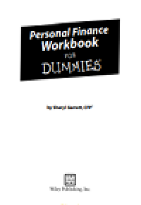 Personal finance workbook for dummies