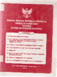 Undang-undang republik Indonesia nomor 20 tahun 2003 tentang sistem pendidikan nasional