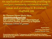An application of community profiling to analyse community information needs, issues and providers in broomhall, sheffield