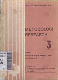 Metodologi research 3 : untuk penulisan paper, skripsi, thesis dan disertasi