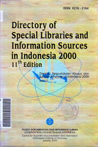 Directory of special libraries and information sources in Indonesia 2000