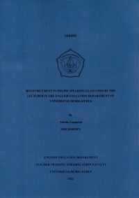 Reinforcement in online speaking class used by the lecturer in the English Education Department of Universitas Muria Kudus