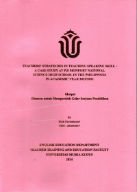 Teachers' Strategies in Teaching Speaking Skill : A Case Study at P.D Monfort National Science High School in the Philippines in Academic Year 2023/2024